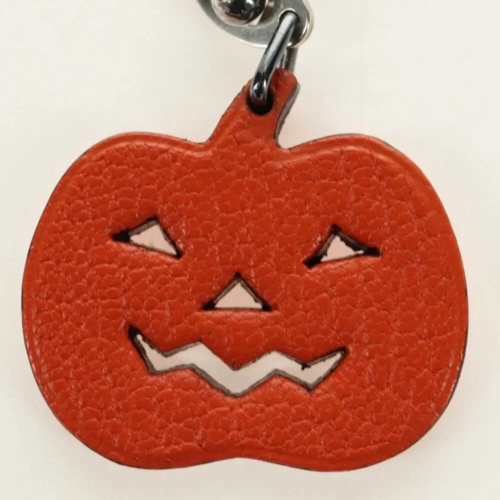 Hermes Pumpkin Bag Charm Leather Orange